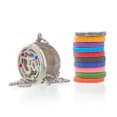 Aromatherapie Schmuck Halskette OM Chakra 30mm