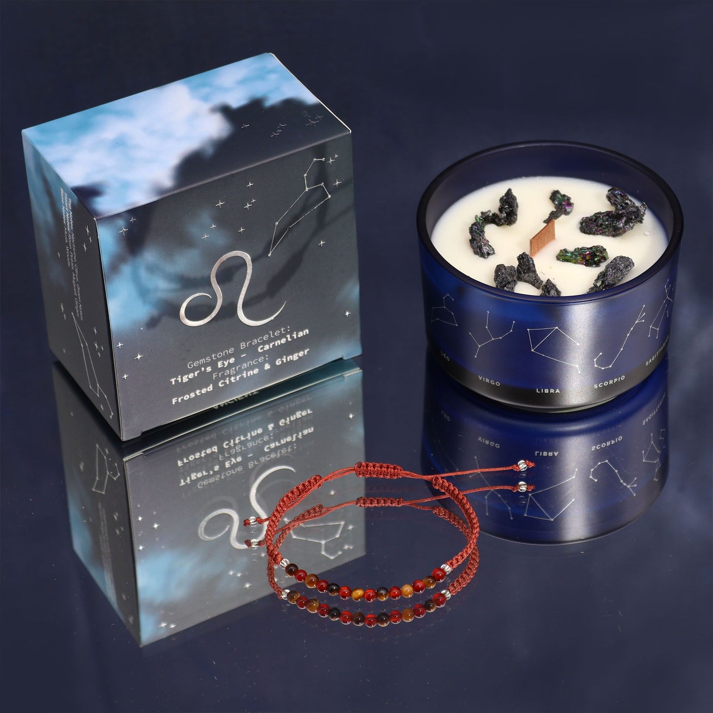 Zodiac Kristallkerze Mit Edelsteinarmband - Löwe