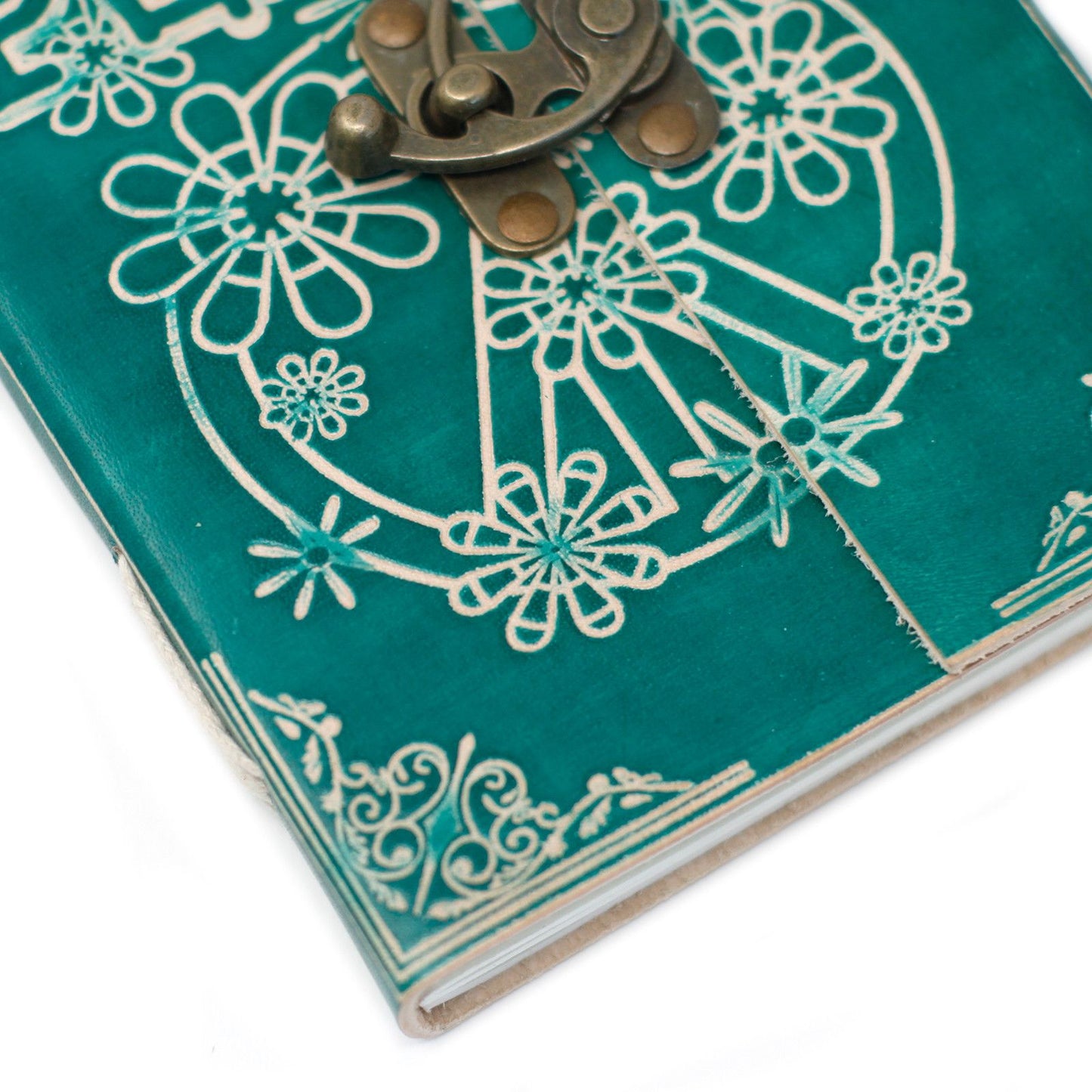 Leder Grünes Frieden Mit Schloss Notizbuch 18x13 cm