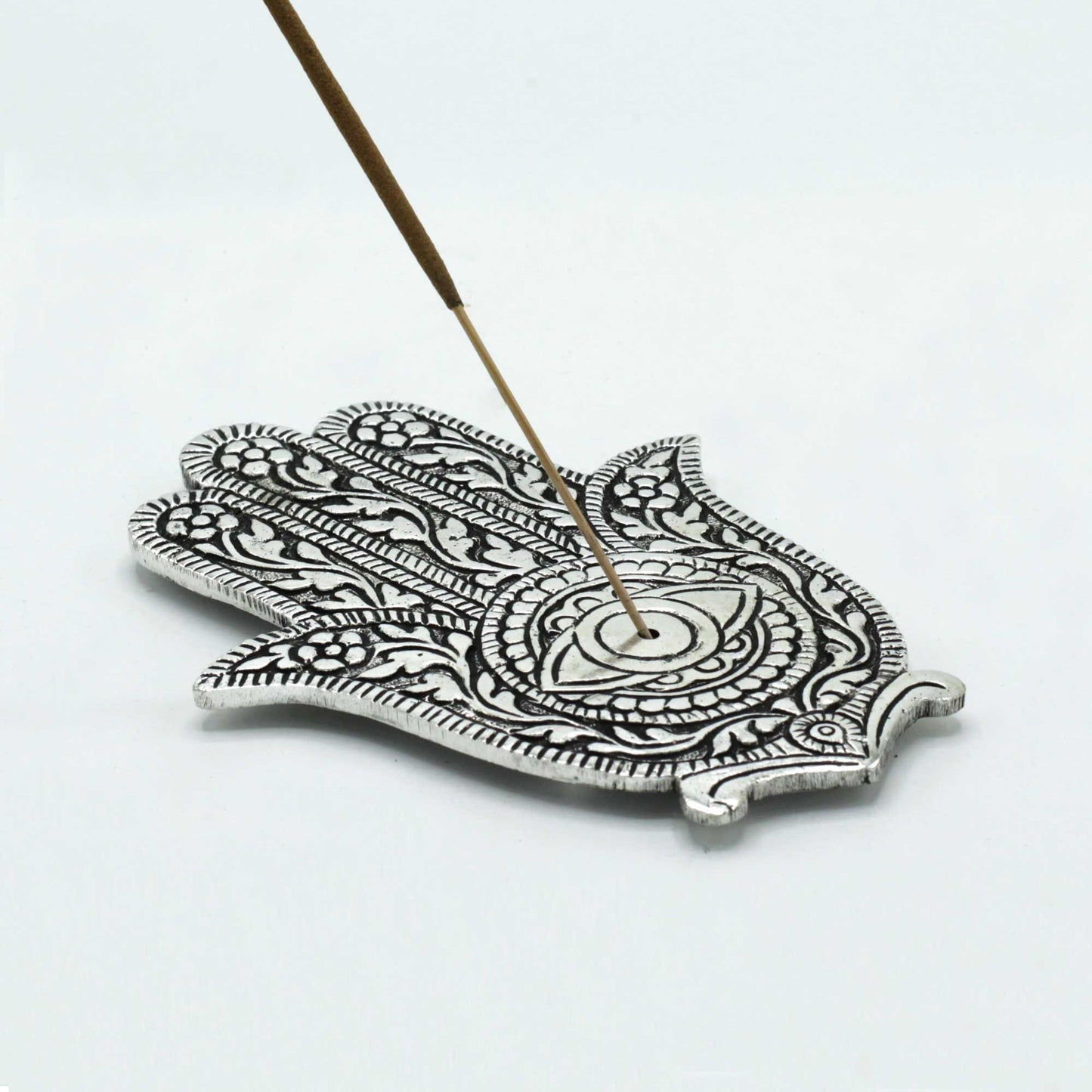 Polierter Aluminium Hamsa Räucherhalter 14cm