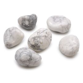 Sack Mit 6 Großen Afrikanischen Tumble Stones - Weiße Howlite - Magnesit
