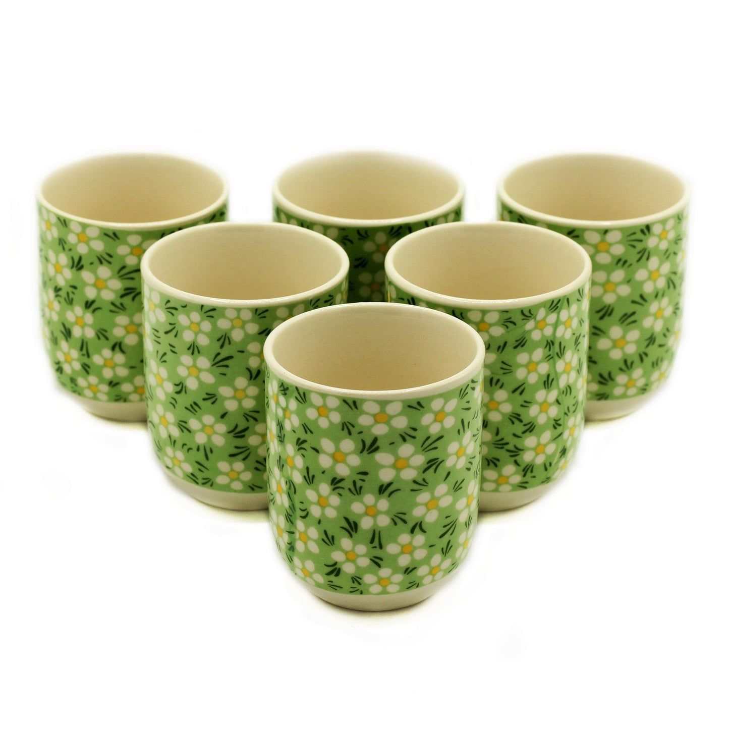 Kräutertee Tassen Set Grün Daisy 190ml Keramik 6er Set