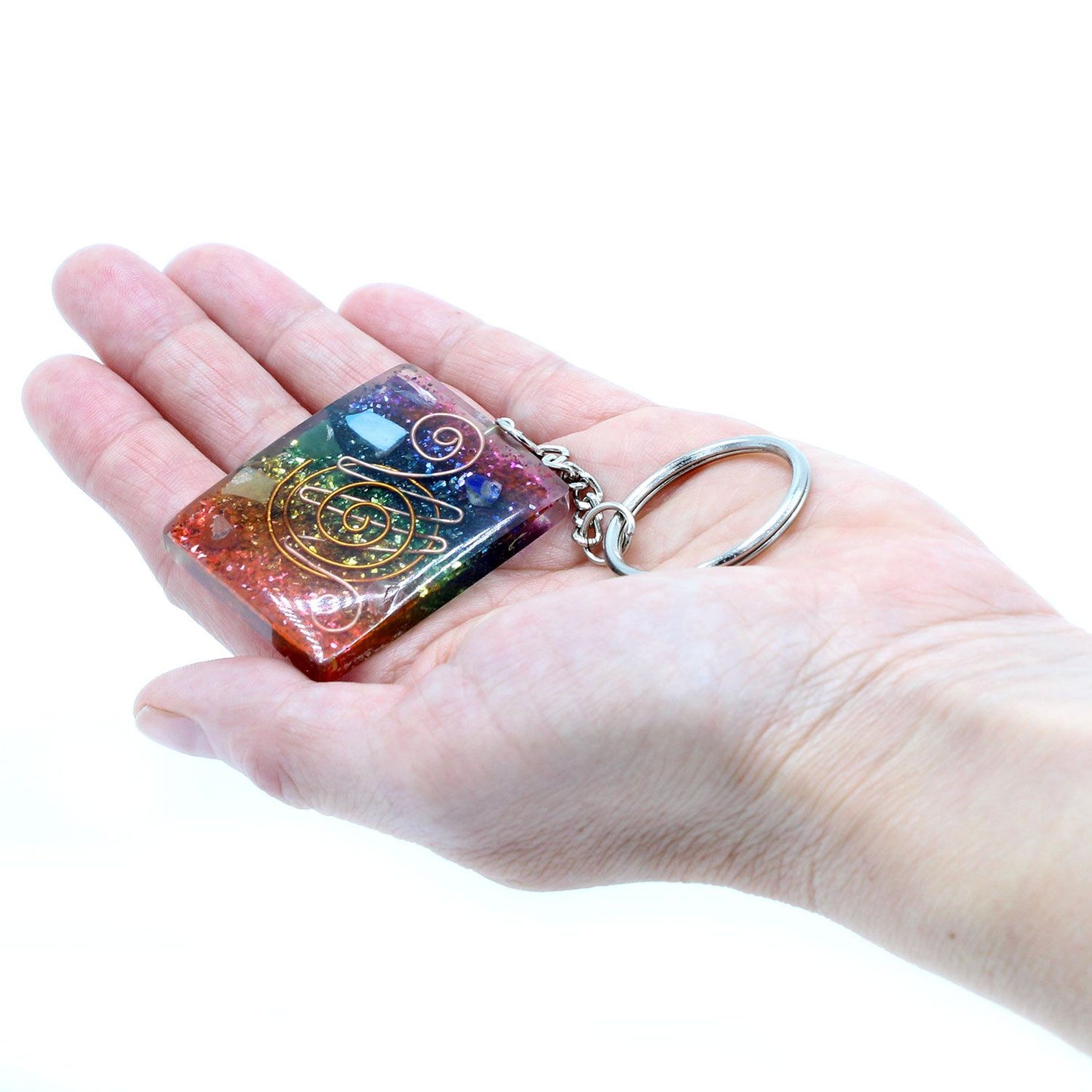 Orgonite Kraft Schlüsselanhänger - Heimschutz Kupfer und Chakra