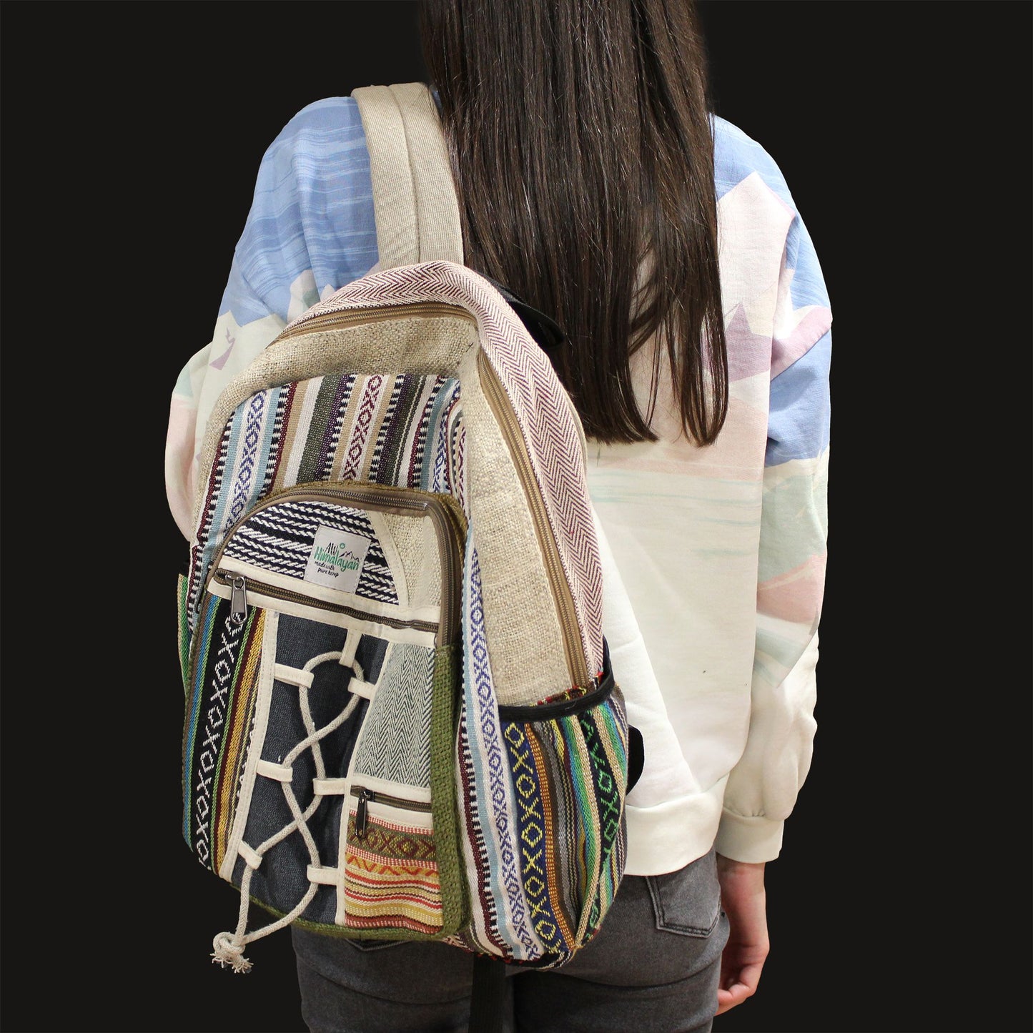 Großer Hanf Rucksack - Seil Und Taschen Stil