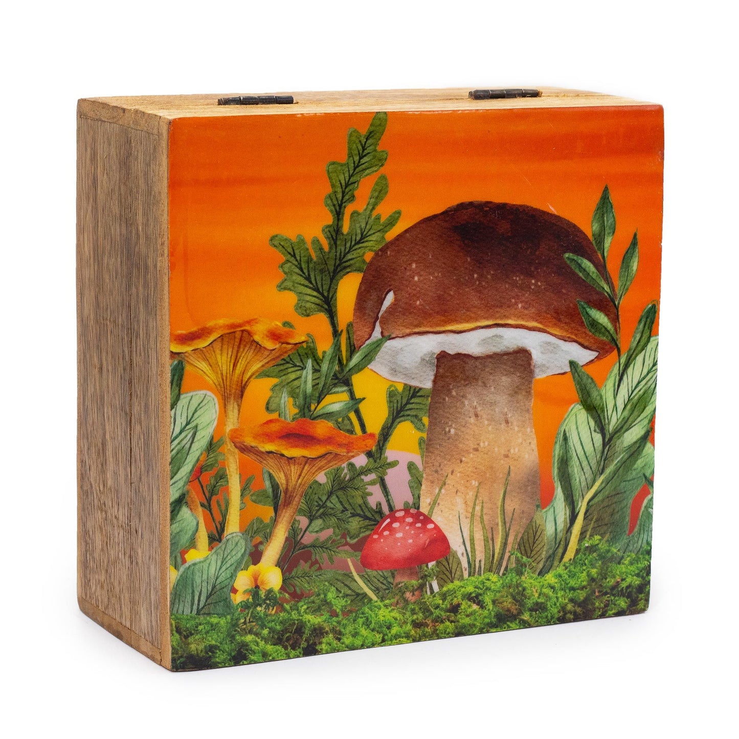 Große Quadratische Box 15x17,5x8cm - Pilz Design Maroon