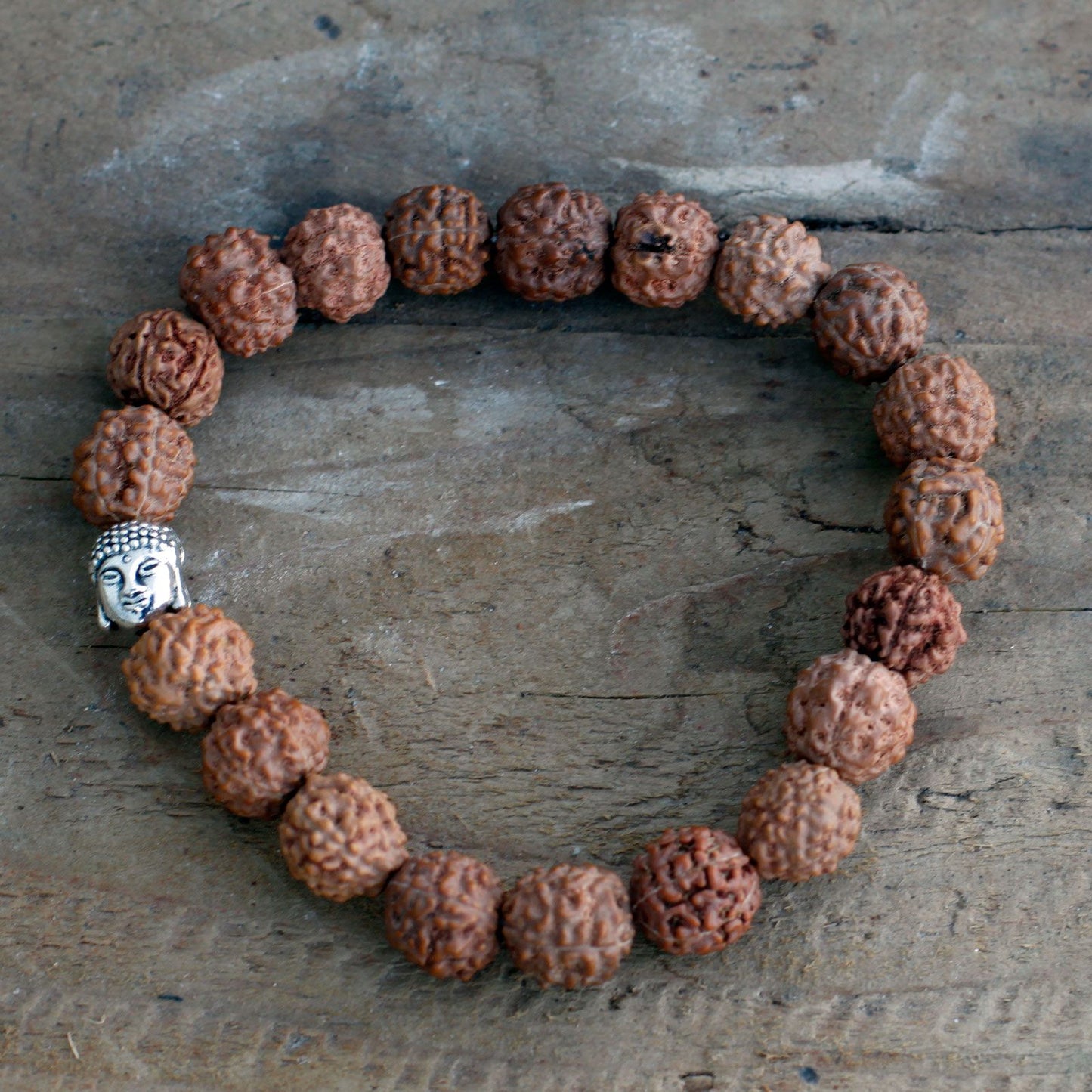 Rudraksha Buddha Armband Mala Braun