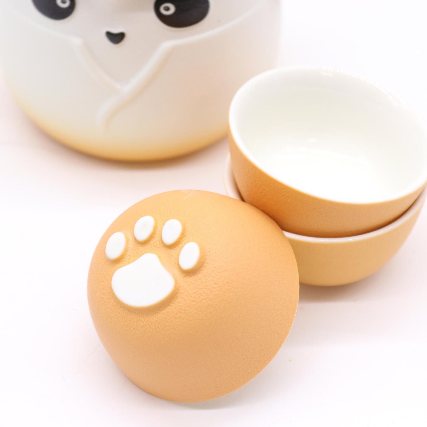 Panda Teekannen Set Mit Drei Tassen Orange