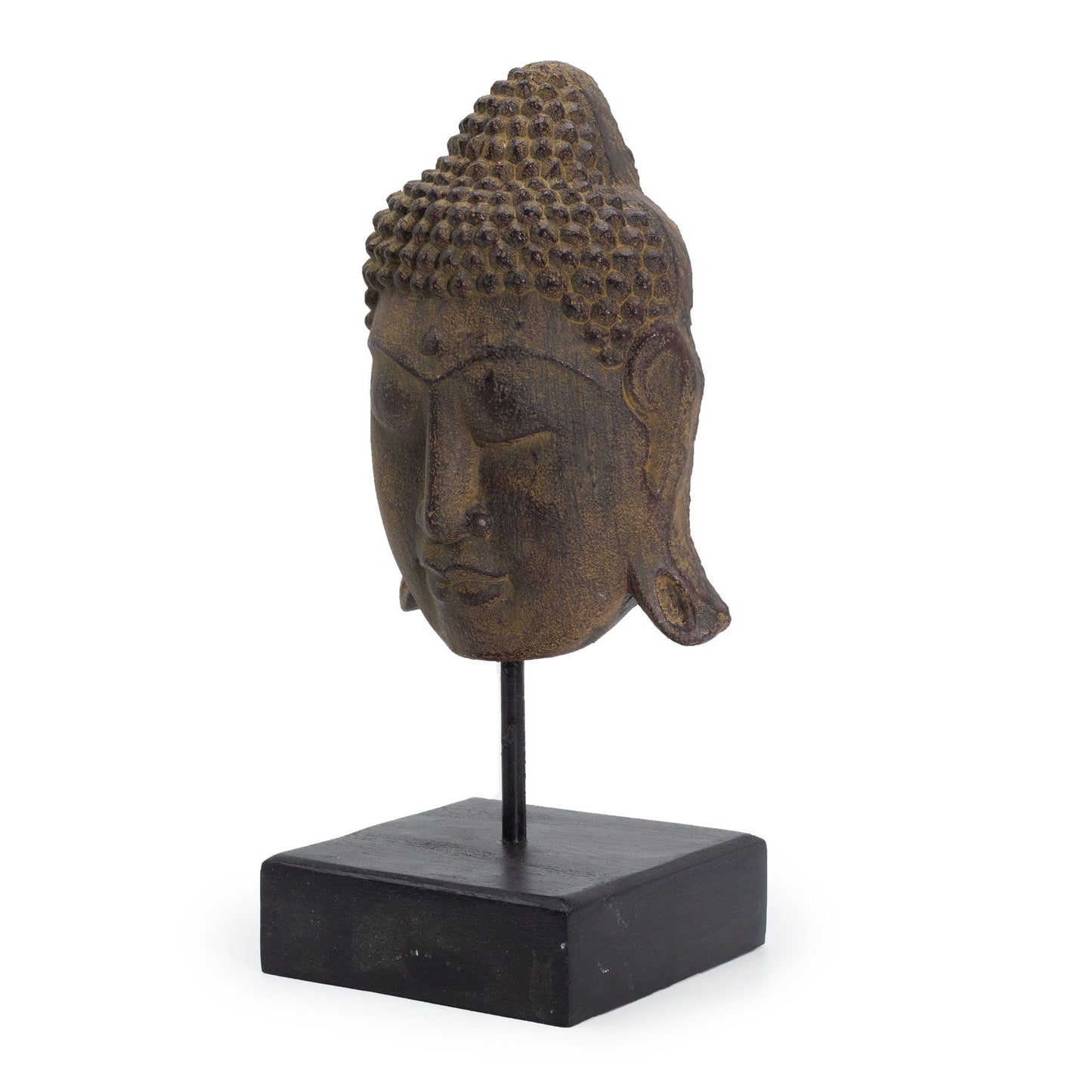 Großer Serenity Buddha Kopf Auf Stand Grau
