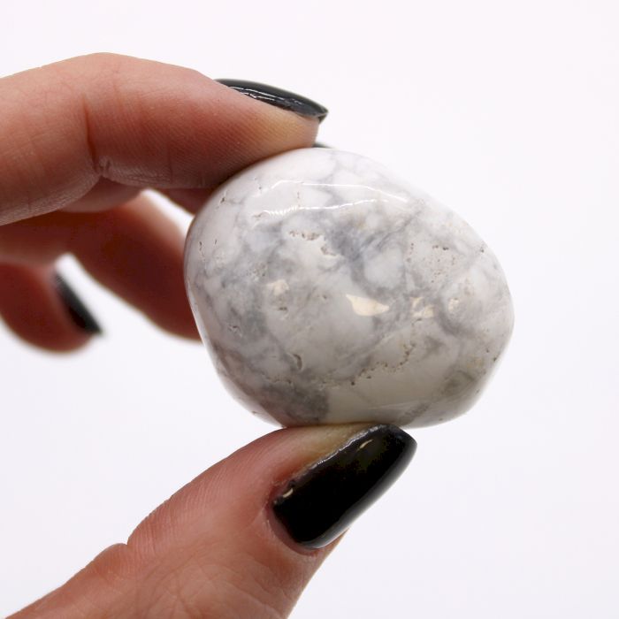 Sack Mit 6 Großen Afrikanischen Tumble Stones - Weiße Howlite - Magnesit
