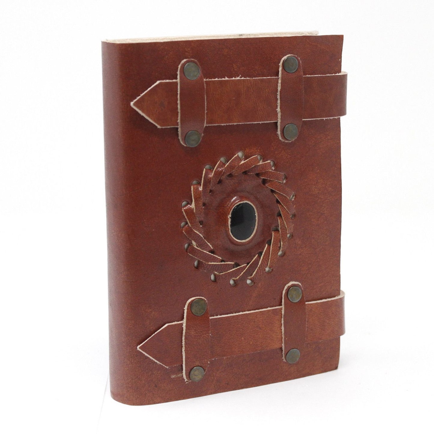 Leder Schwarz Onyx Mit Riemen Notizbuch 15x10 Cm