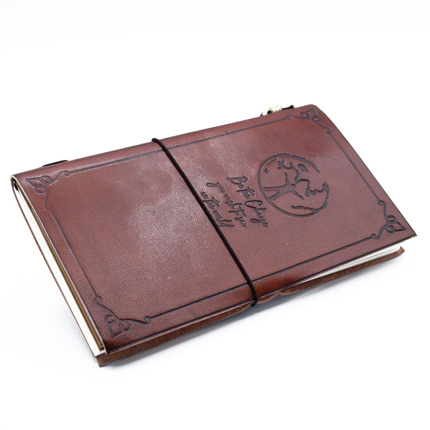 Handgefertigtes Lederjournal Be The Change Braun 80 Seiten