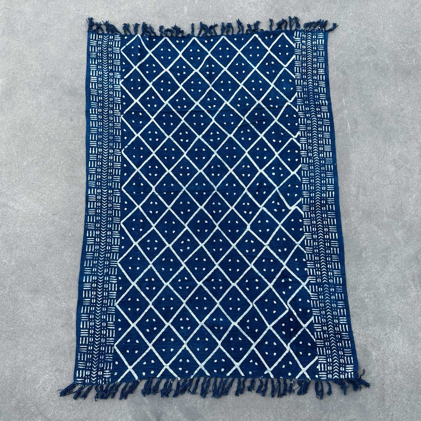 Handgefertigte Indigo-Decke - 170x120cm - Mitternachts Heerak