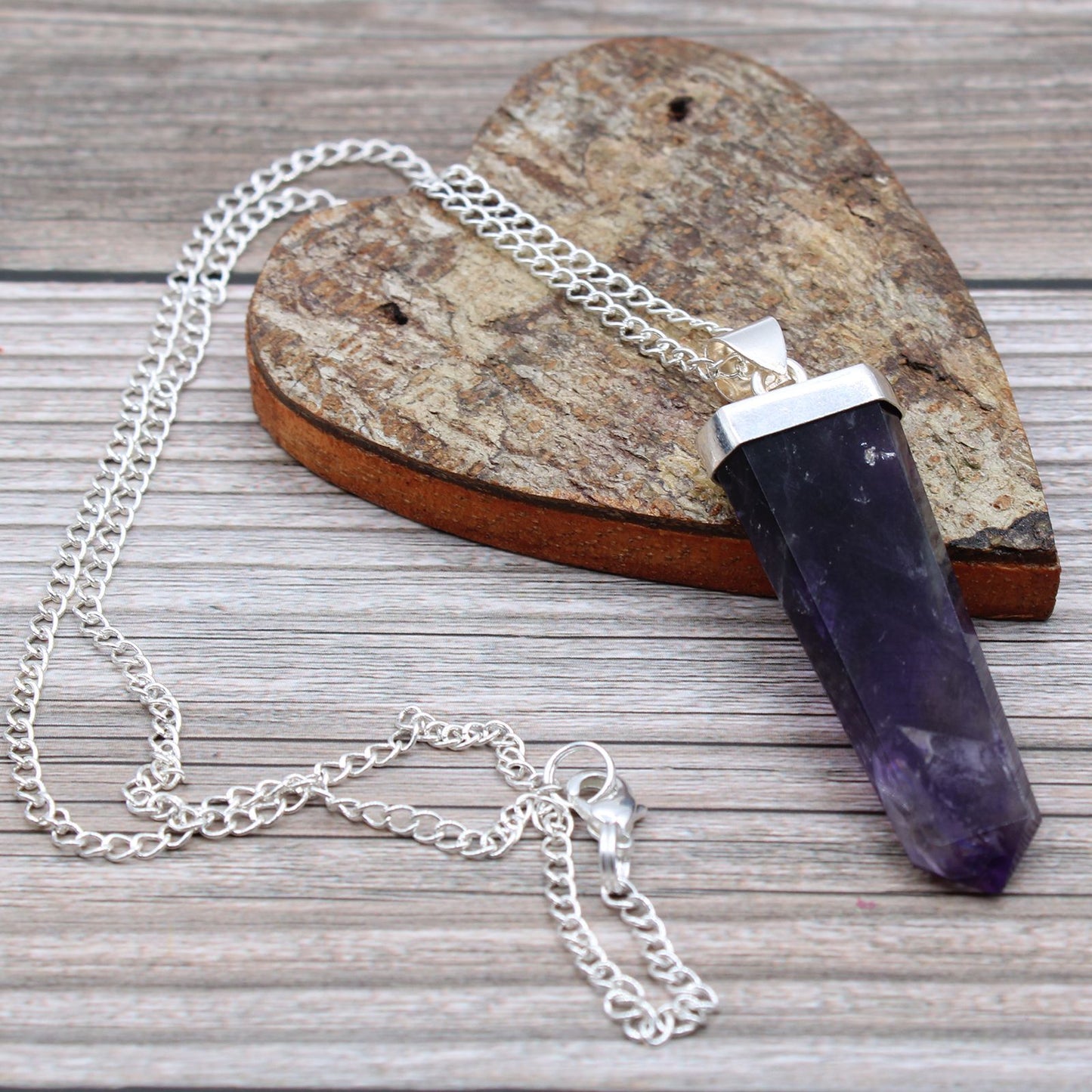 Edelstein Flach Bleistift Anhänger - Amethyst