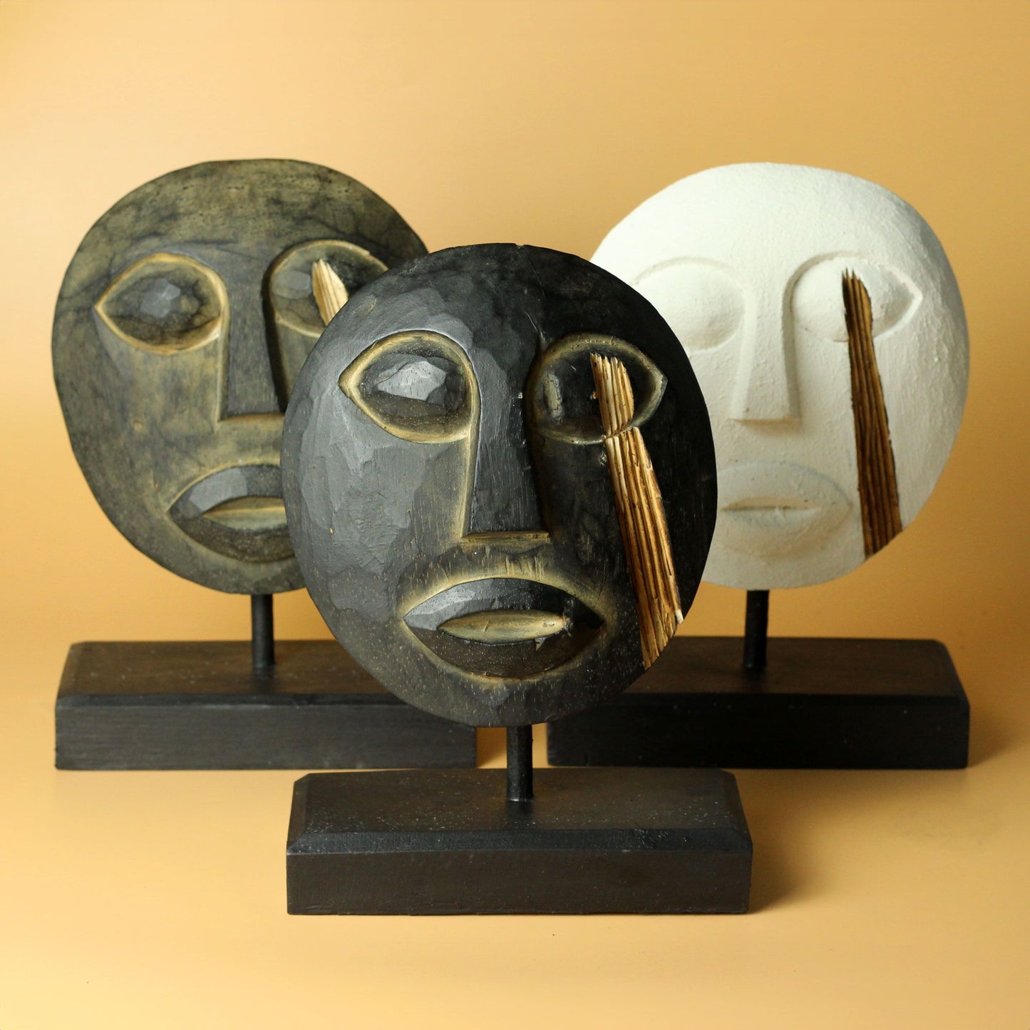 Timor Tribal Dekorative Maske Weiß 27x20cm