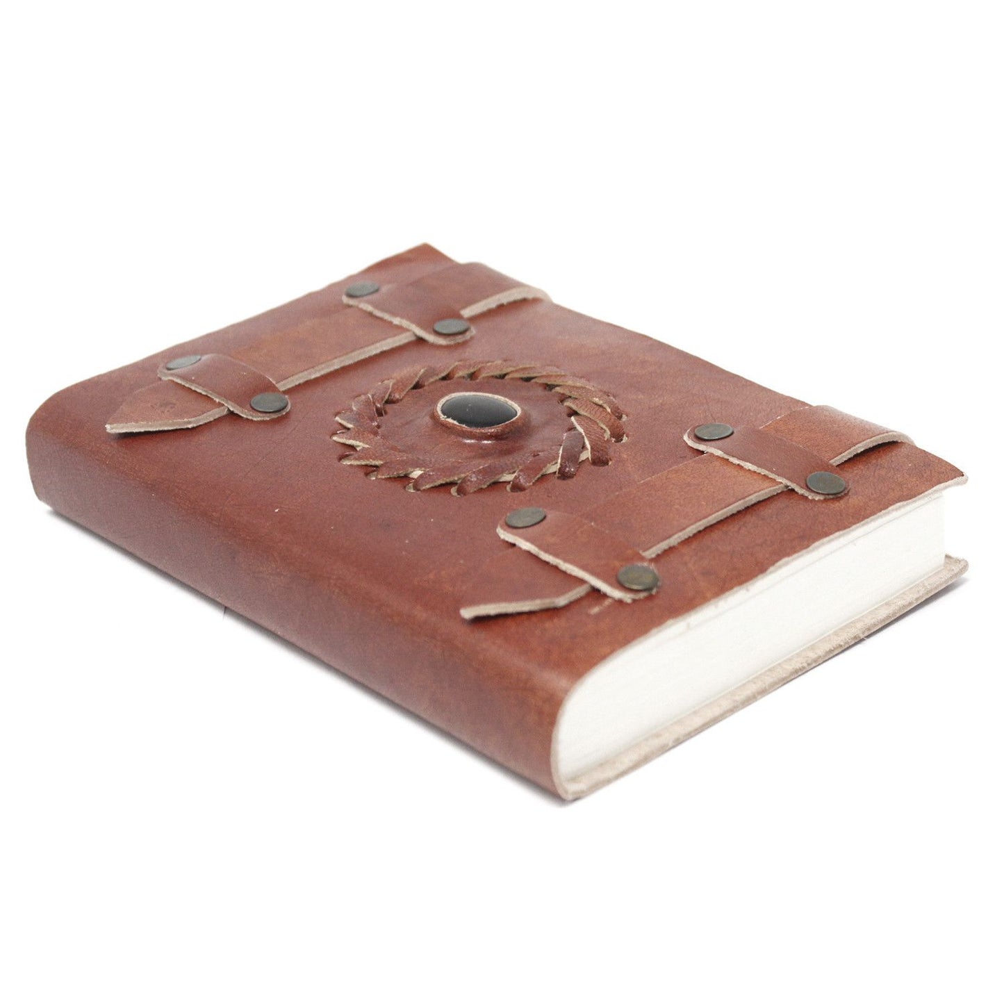 Leder Schwarz Onyx Mit Riemen Notizbuch 15x10 Cm