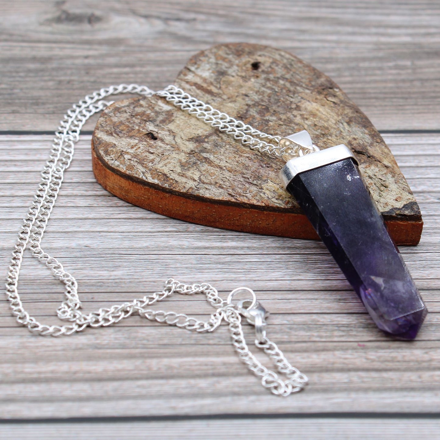 Edelstein Flach Bleistift Anhänger - Amethyst
