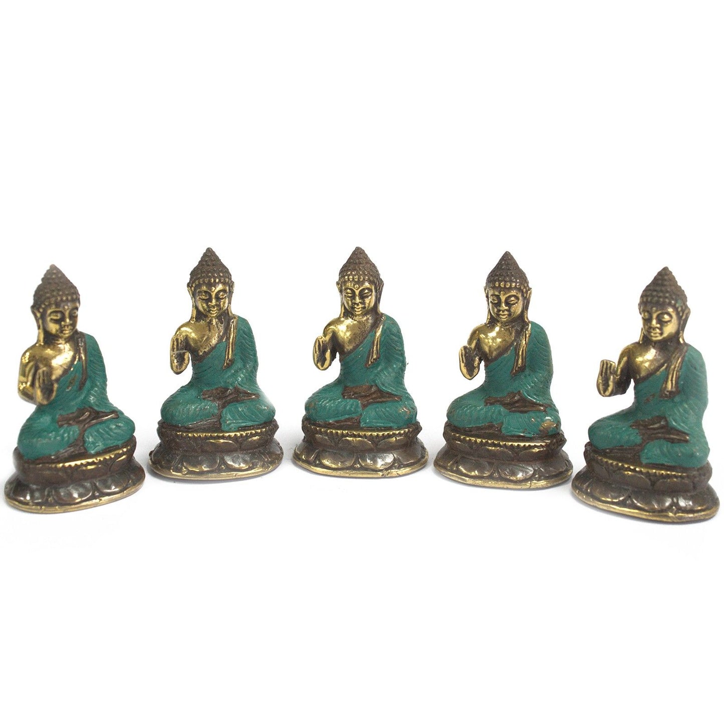 Mini Buddha Mit Hochgehobener Hand Aus Messing Für Feng Shui Deko