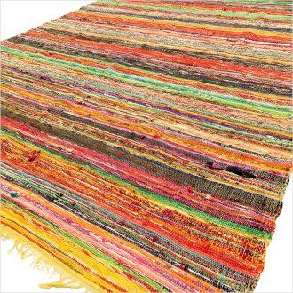 154 x 90 cm Luxus Teppich Aus Stoffresten Gelb