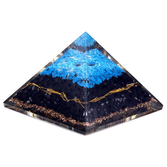 Orgonit Pyramide - Türkis und Schwarzer Turmalin - 70 mm