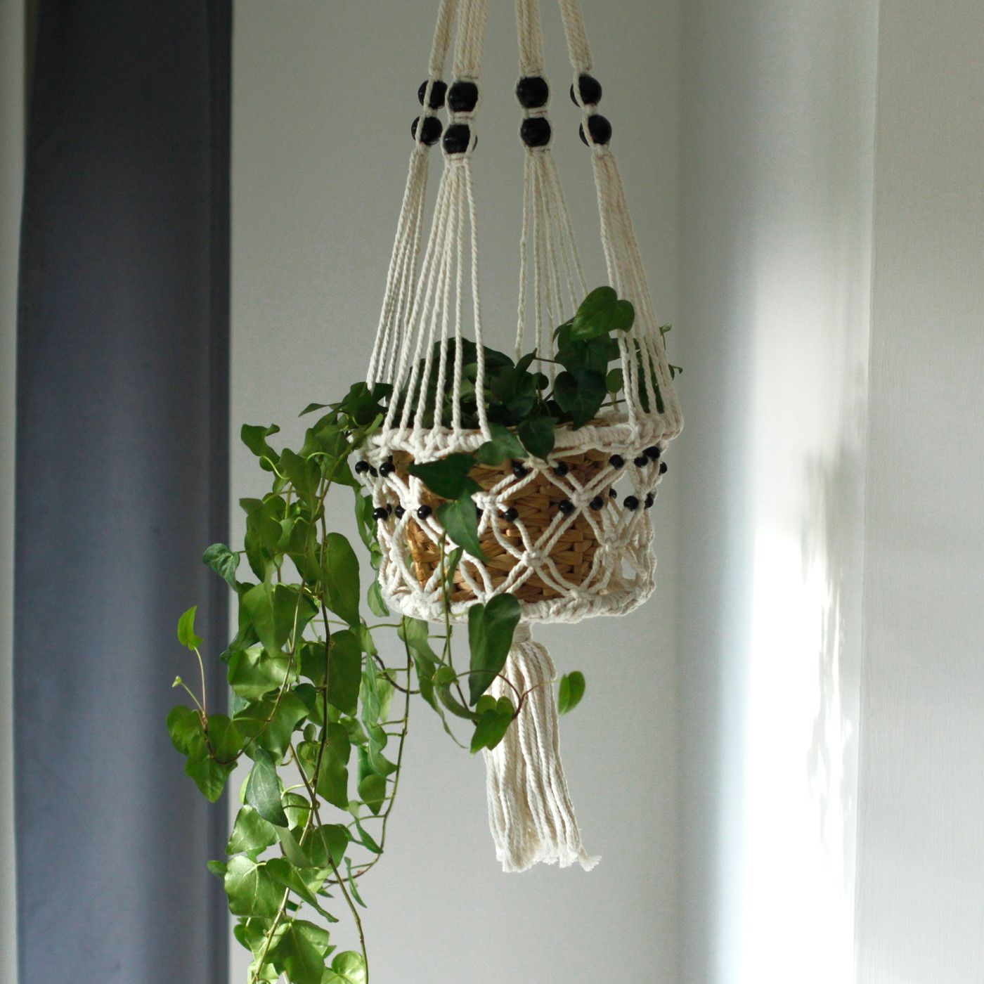 Makramee Blumentopf Halter Großer Einzelner Perlen