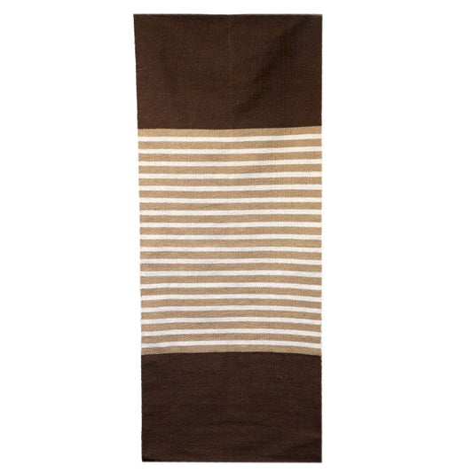 Indischer Baumwollteppich 70x170cm Dunkelbraun Beige