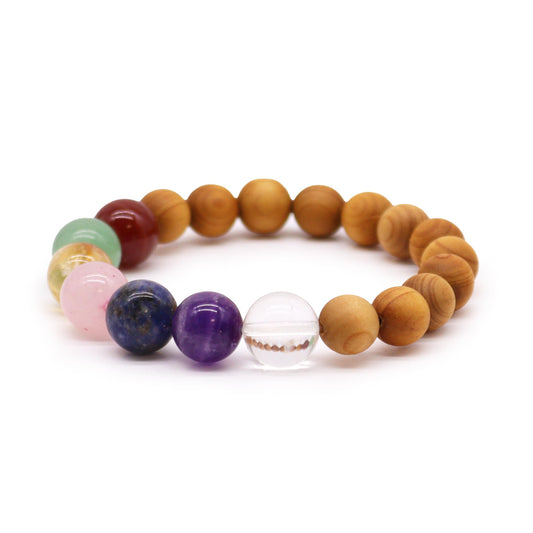 Zedernholz Und Sieben Chakra Armband