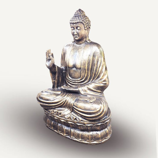 Große Antike Gold Buddha Lehre auf Lotus - 2m