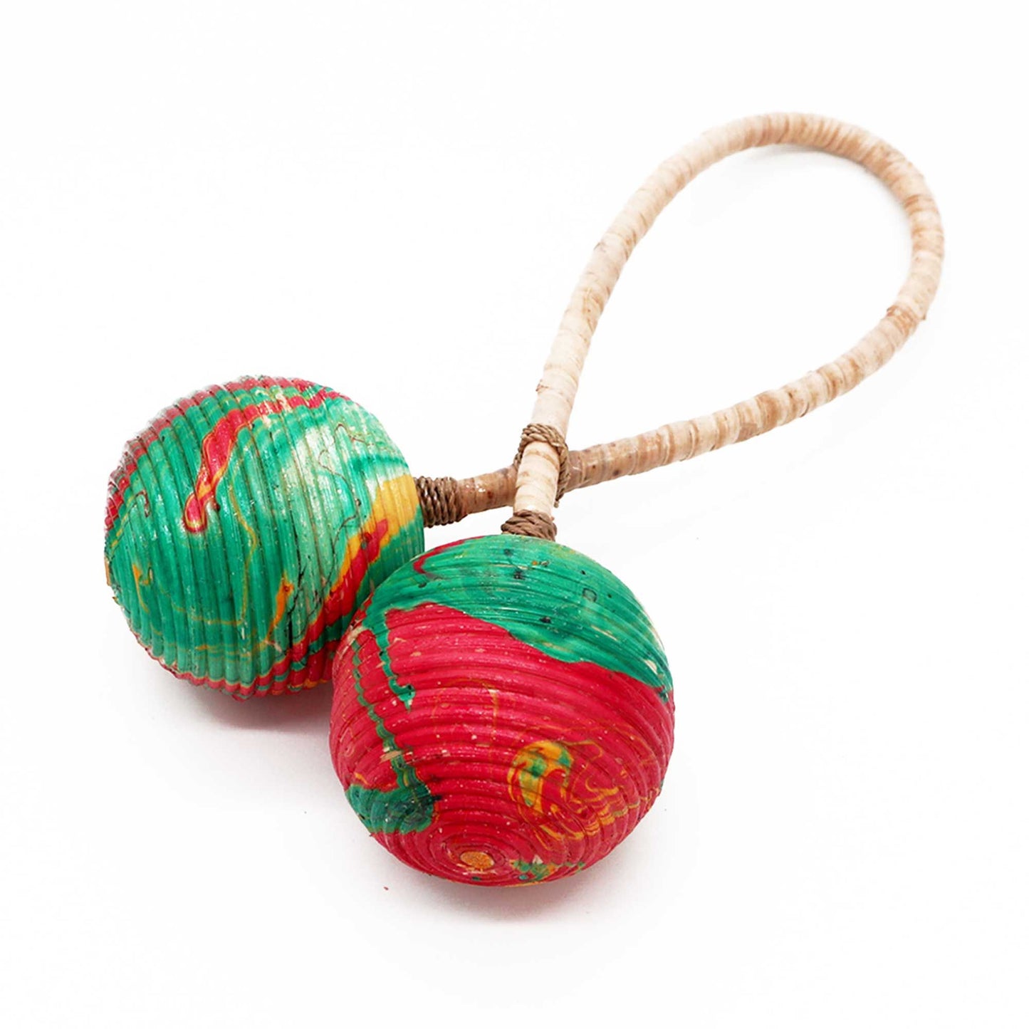 Maracas Rassel Doppel Twist Handgefertigt aus Rattan