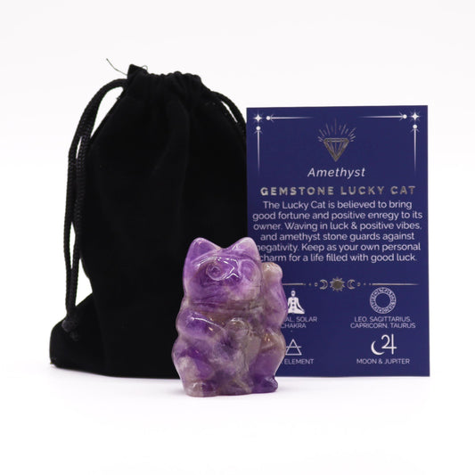 Glücks Katze Aus Edelstein - Amethyst 50x35x25mm