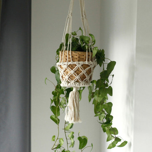 Macrame Blumentopfhalter Einzelner Kleiner Topf