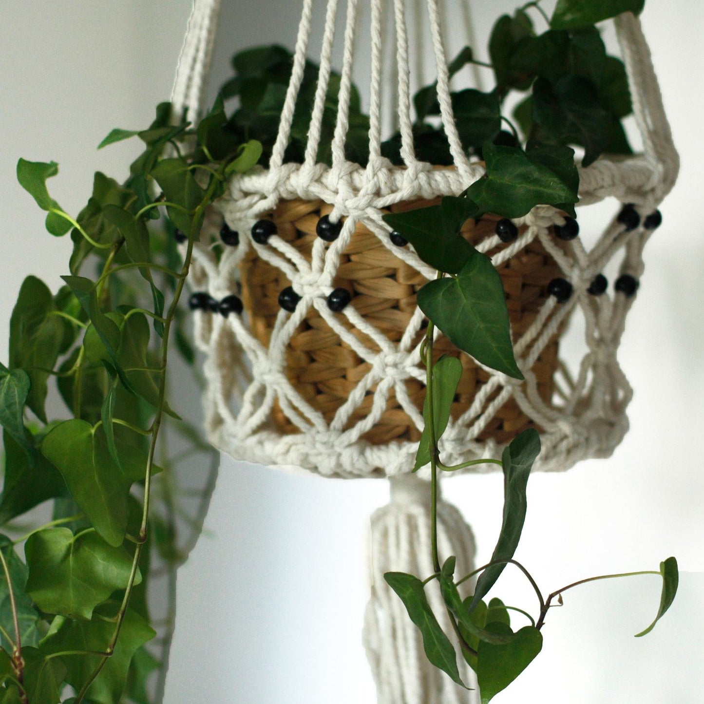 Makramee Blumentopf Halter Großer Einzelner Perlen