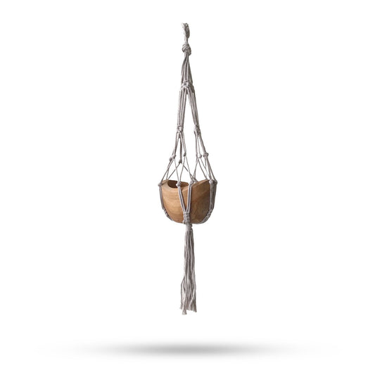 Makramee Kleiner Hängetopfhalter Beige 75cm