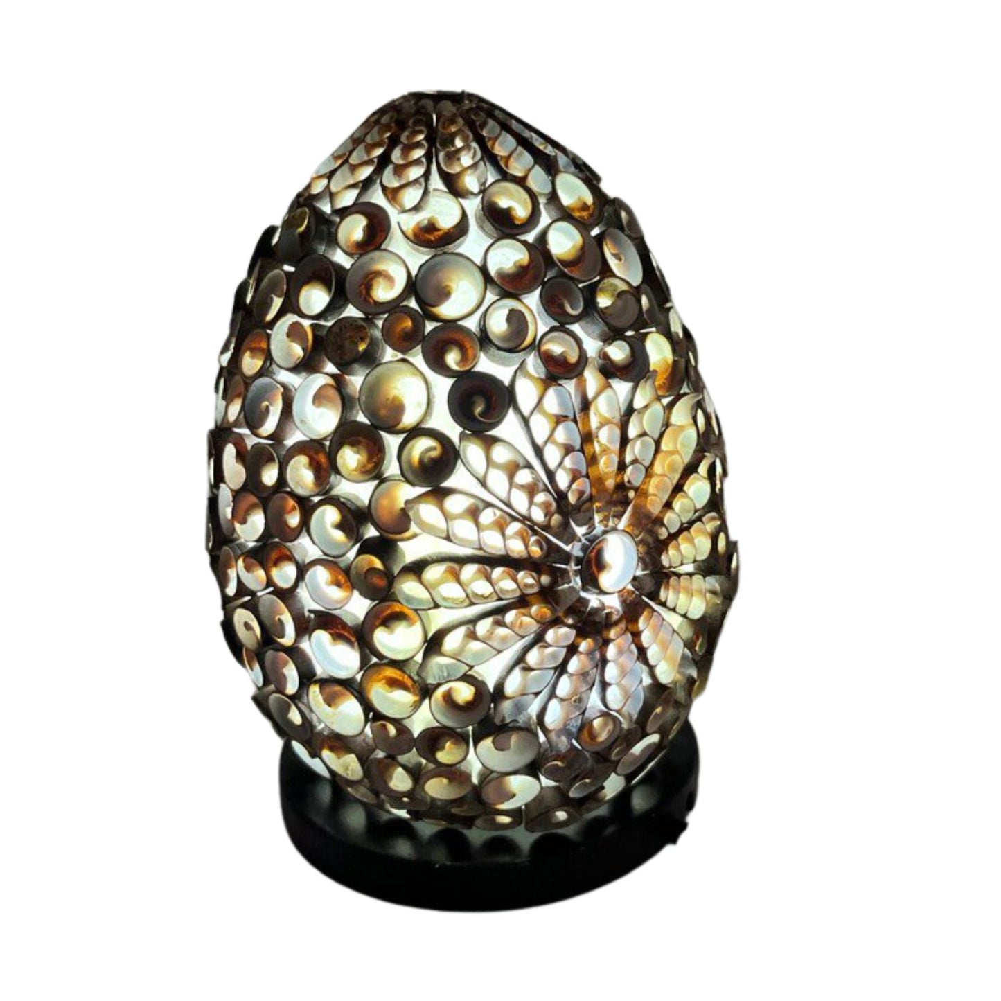 Boho Muschel Lampe - Schokoladen Drehung Oval - 15cm