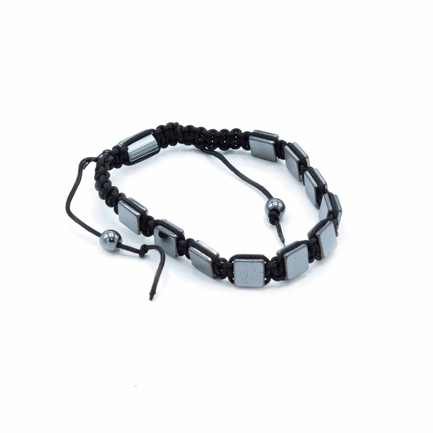 Magnetisches Hämatit Shamballa Armband Mit Flachen Würfeln Unisex Schwarz