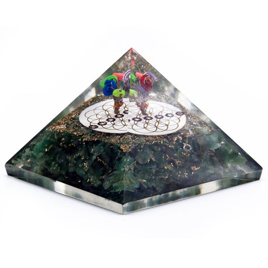 Orgonit Pyramide Mit Grüner Aventurin Und Blume Des Lebens 70 mm