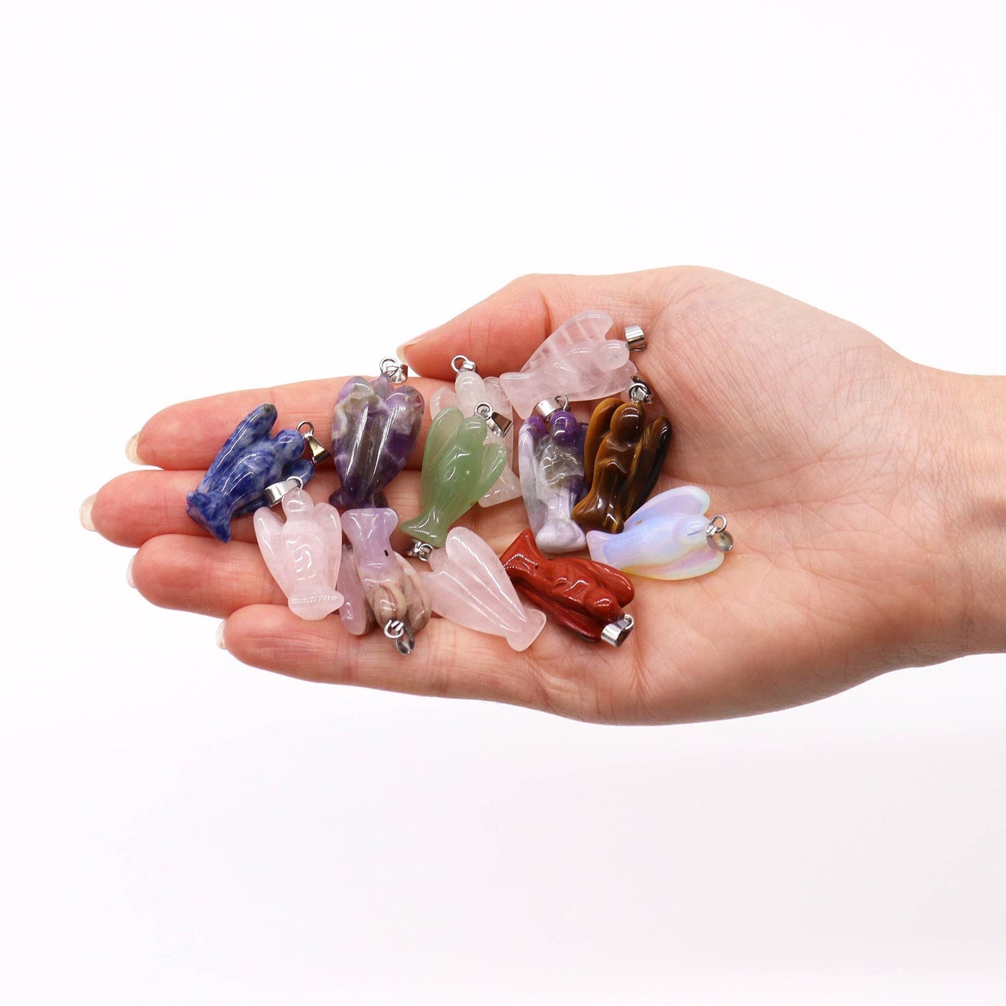 Edelstein Mini Engel Anhänger 12 Verschiedene 26x18mm