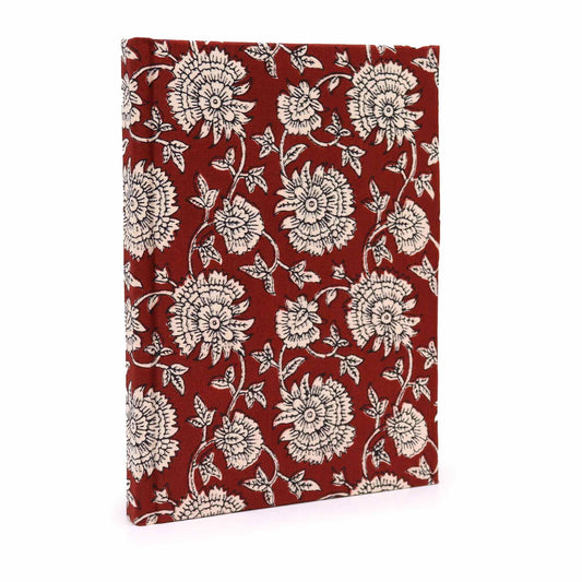Baumwollgebundene Notizbücher 20x15cm - 96 Seiten - Burgunder Blumen