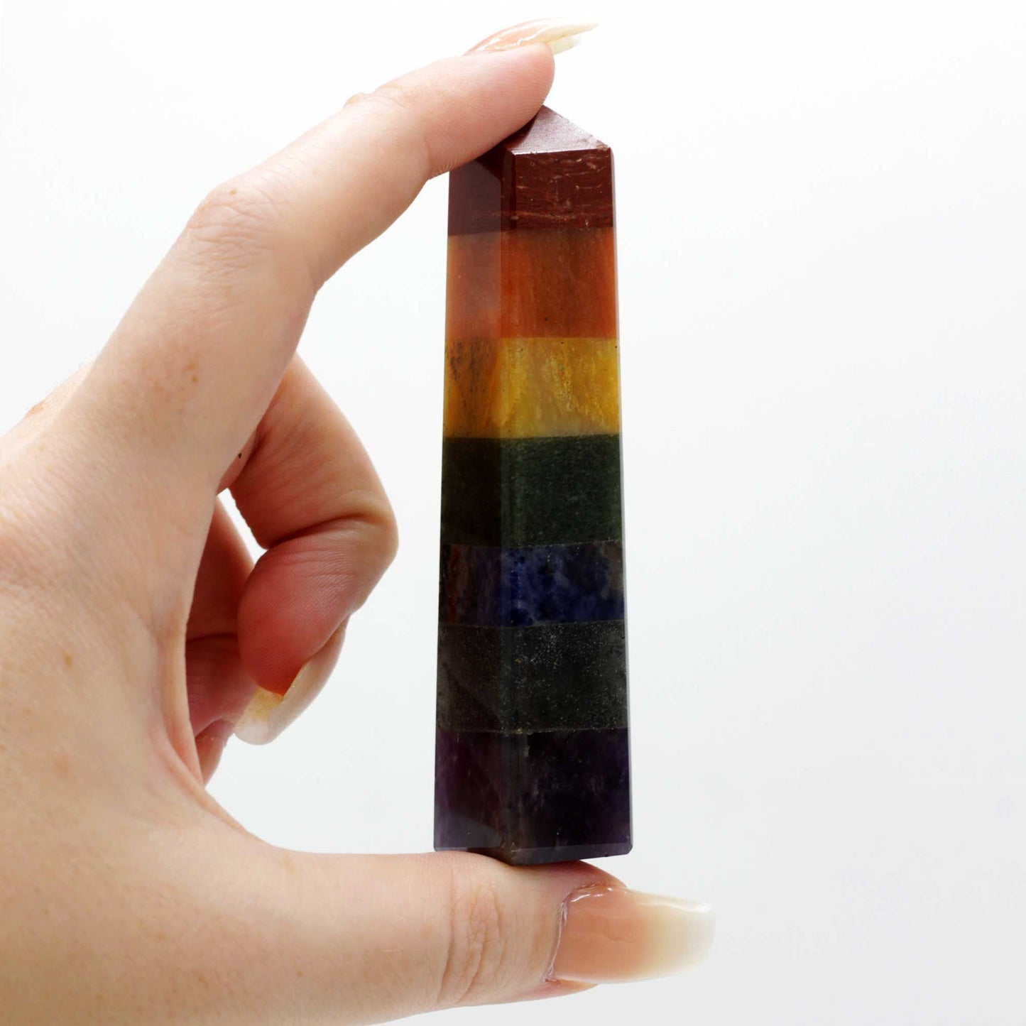 Chakra Obelisk Aus Edlen Edelsteinen Mit Sieben Farben Für Energiebalance