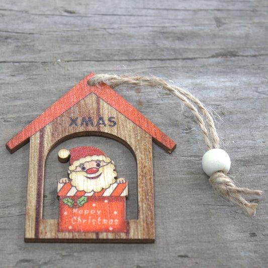 Packung Mit 2 Weihnachts Holz Bastel Dekorationen - Xmas Santa Geschenk