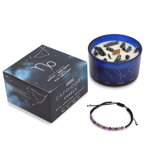 Zodiac Kristallkerze Mit Edelsteinarmband - Steinbock