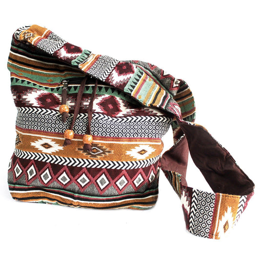 Jacquard Tasche - Schokoladenfarbene Studenten Umhängetasche
