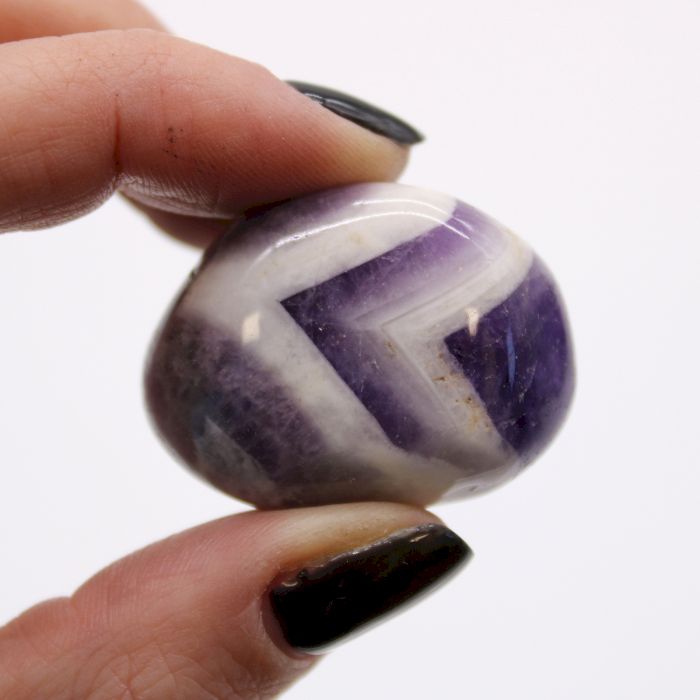 Beutel Mit 12 Mittleren Afrikanischen Tumble Steinen - Amethyst - Chevron