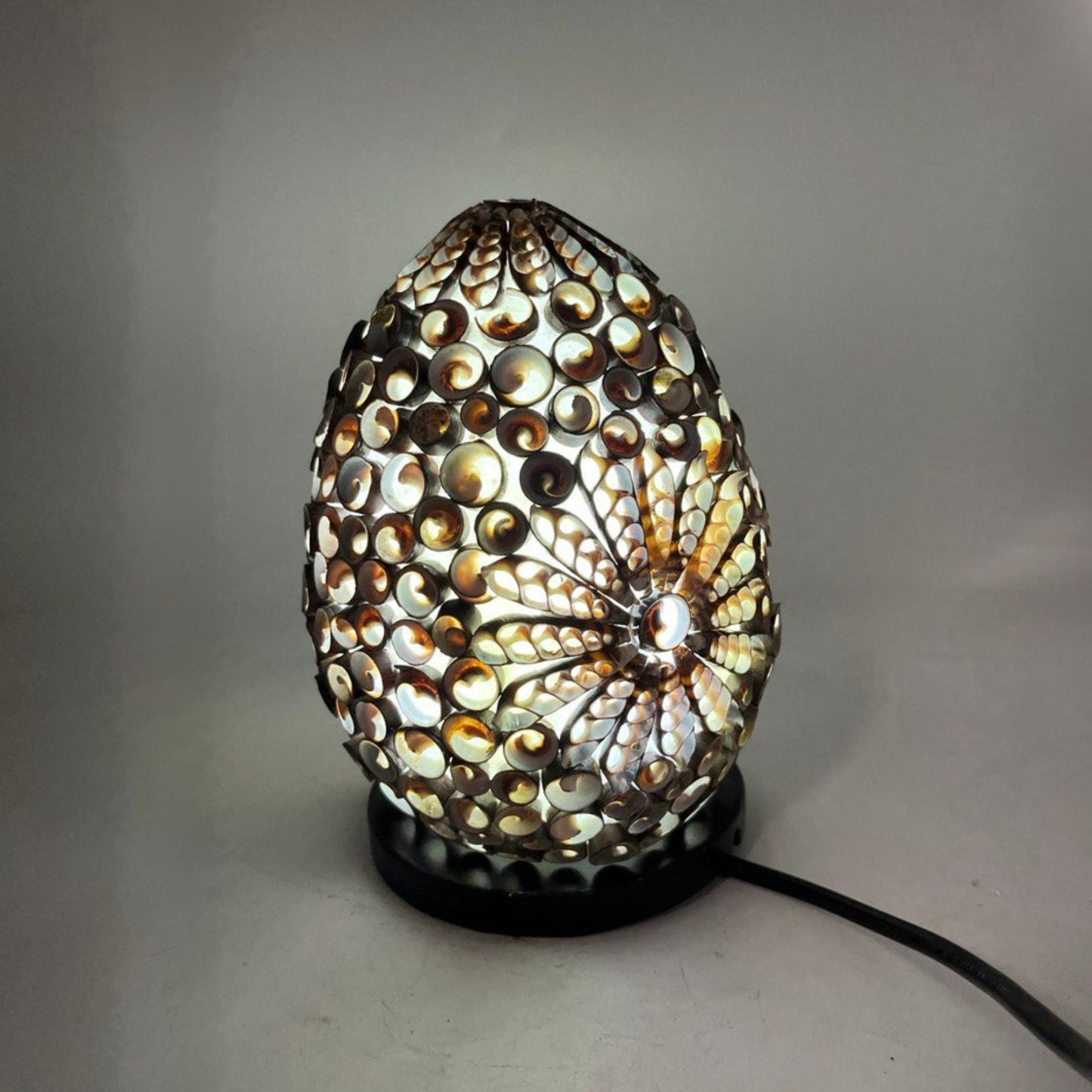 Boho Muschel Lampe - Schokoladen Drehung Oval - 15cm