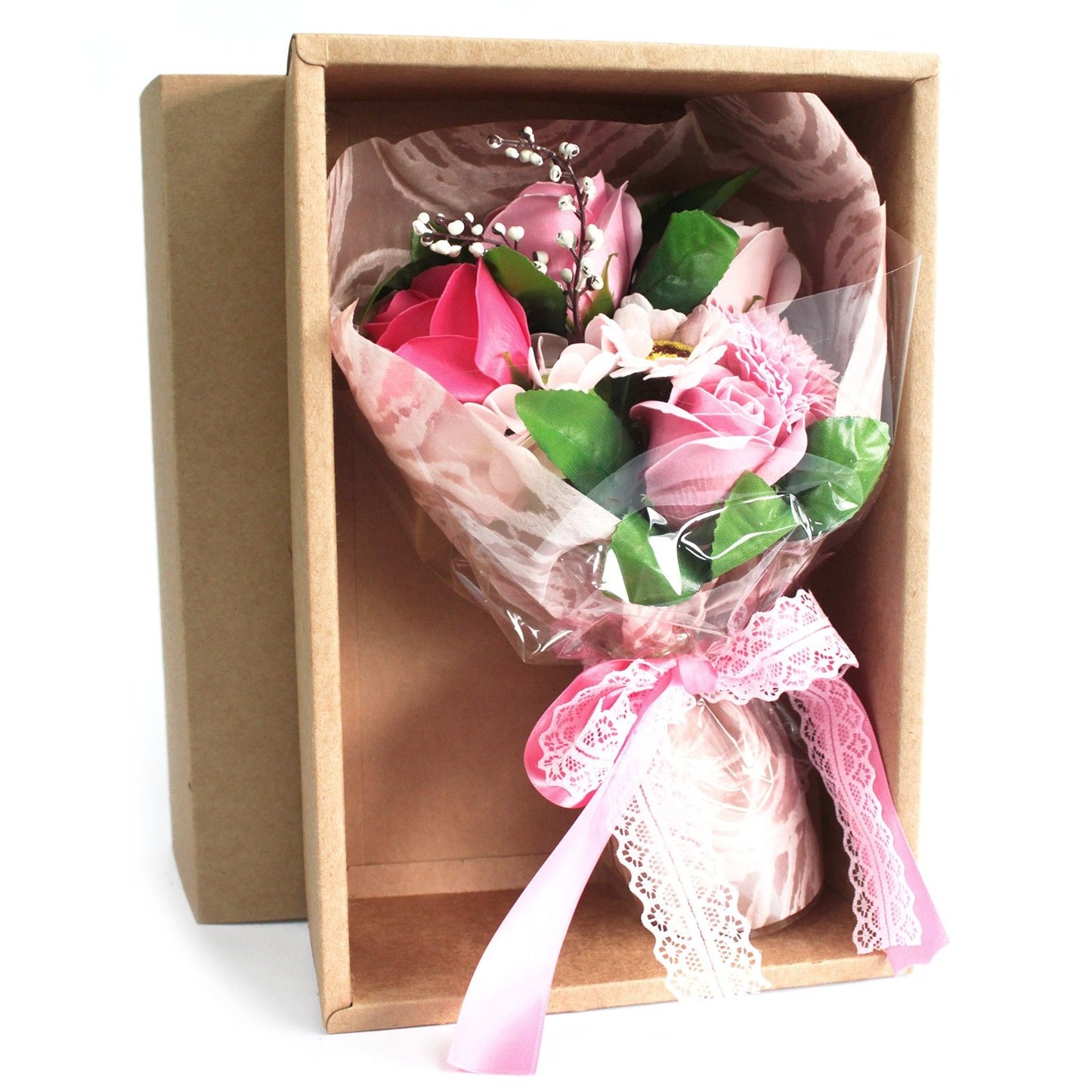 Verpackte Handseife Blumenstrauß - Rosa