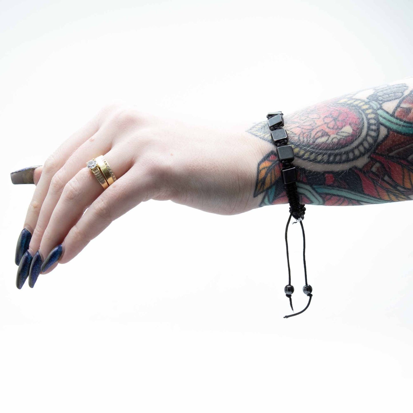 Magnetisches Hämatit Shamballa Armband Mit Flachen Würfeln Unisex Schwarz