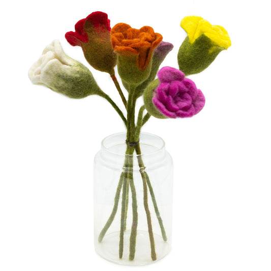 6 Stück Filzblumen Rosen Gemischte Farben