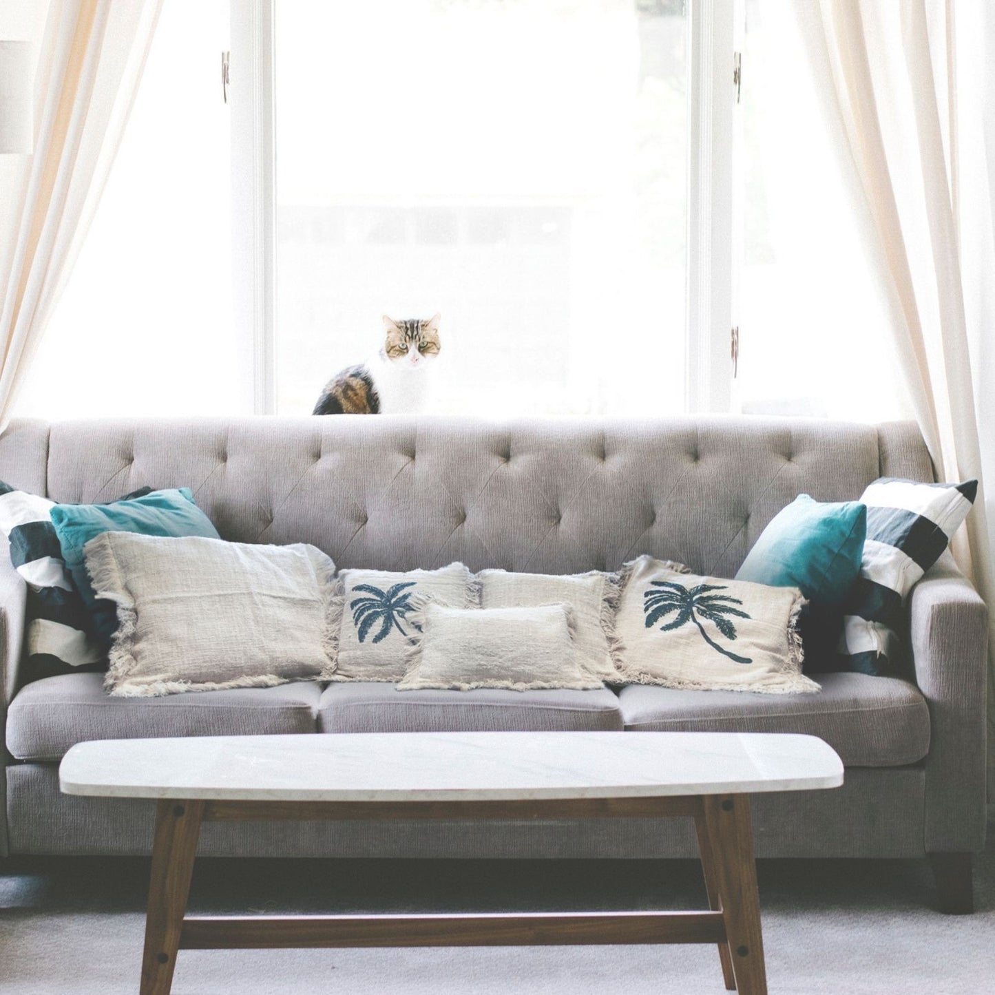 1x Leinenkissen 45x45cm Mit Fransen