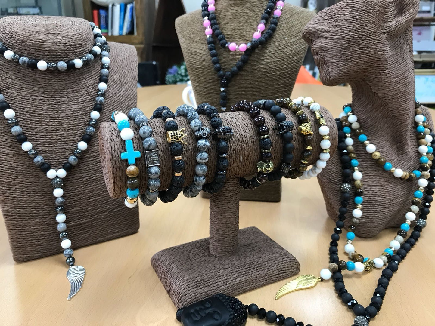 Hamsa Schwarz Achat Edelstein Armband