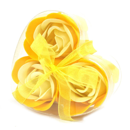Set Mit 3 Seifenblumen Herzbox - Frühlingsrosen