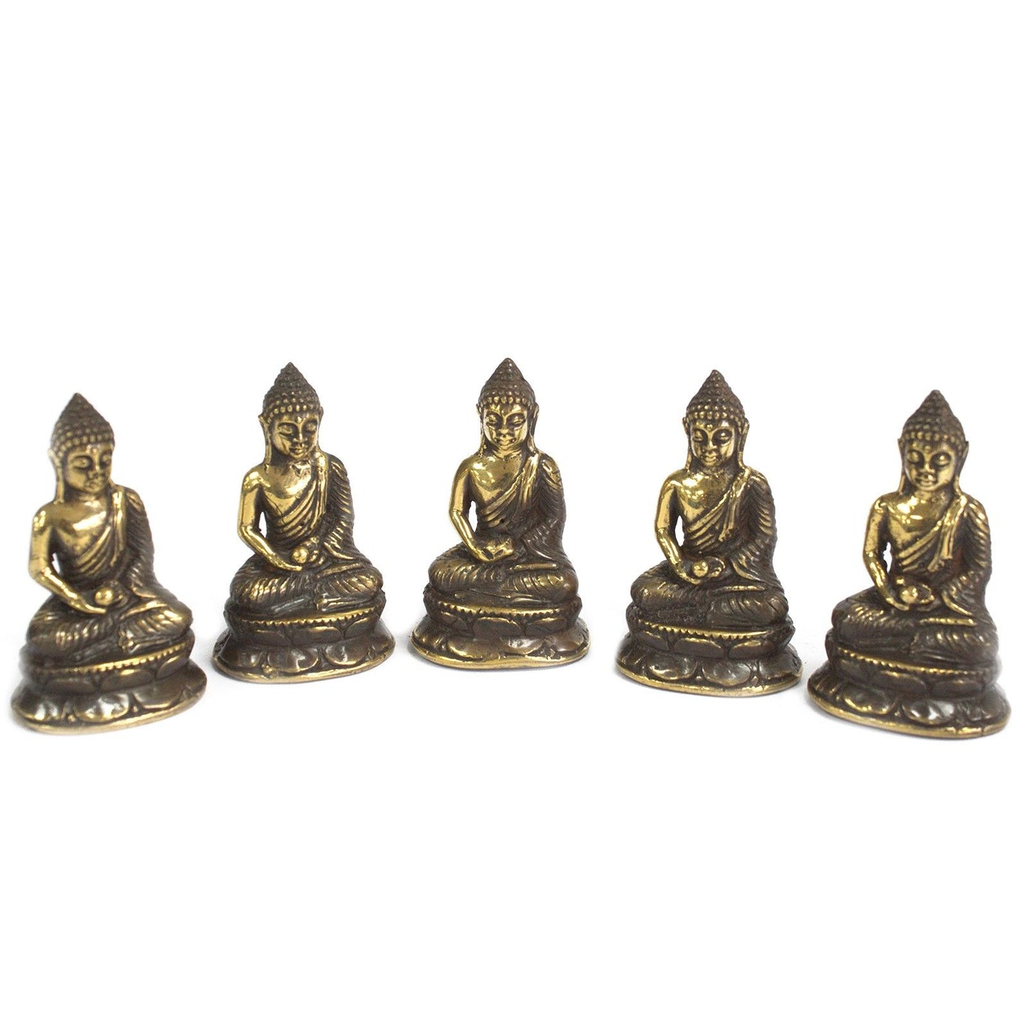 Mini Meditierender Sitzender Buddha aus Messing für Fengshui und Dekoration